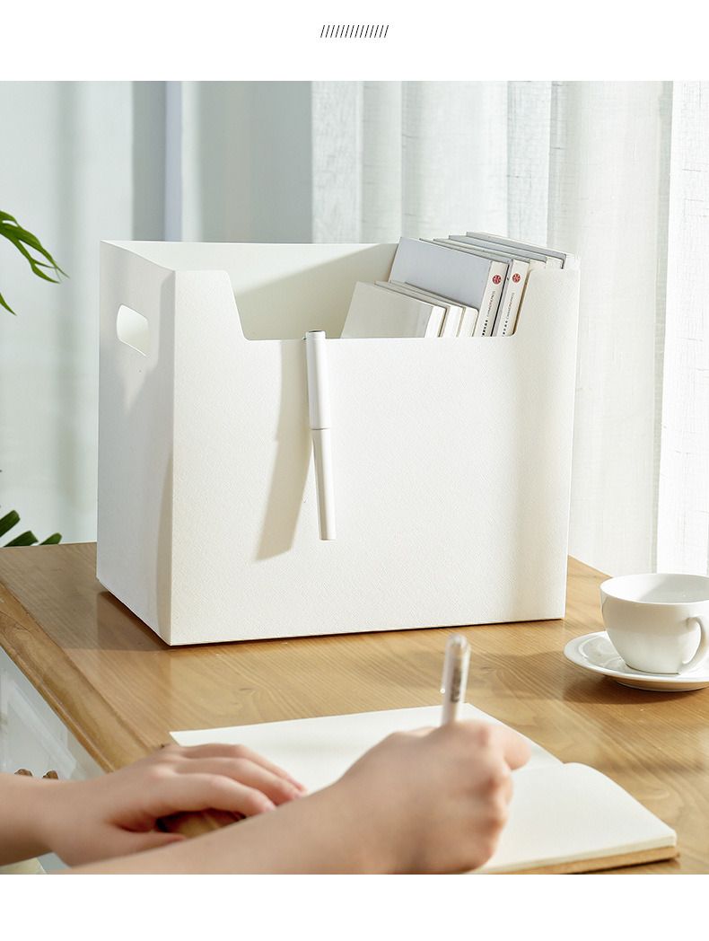 pp faux leather storage box, desktop book and stationery storage basket, storage rack, plastic storage basket, storage can be folded pic 28