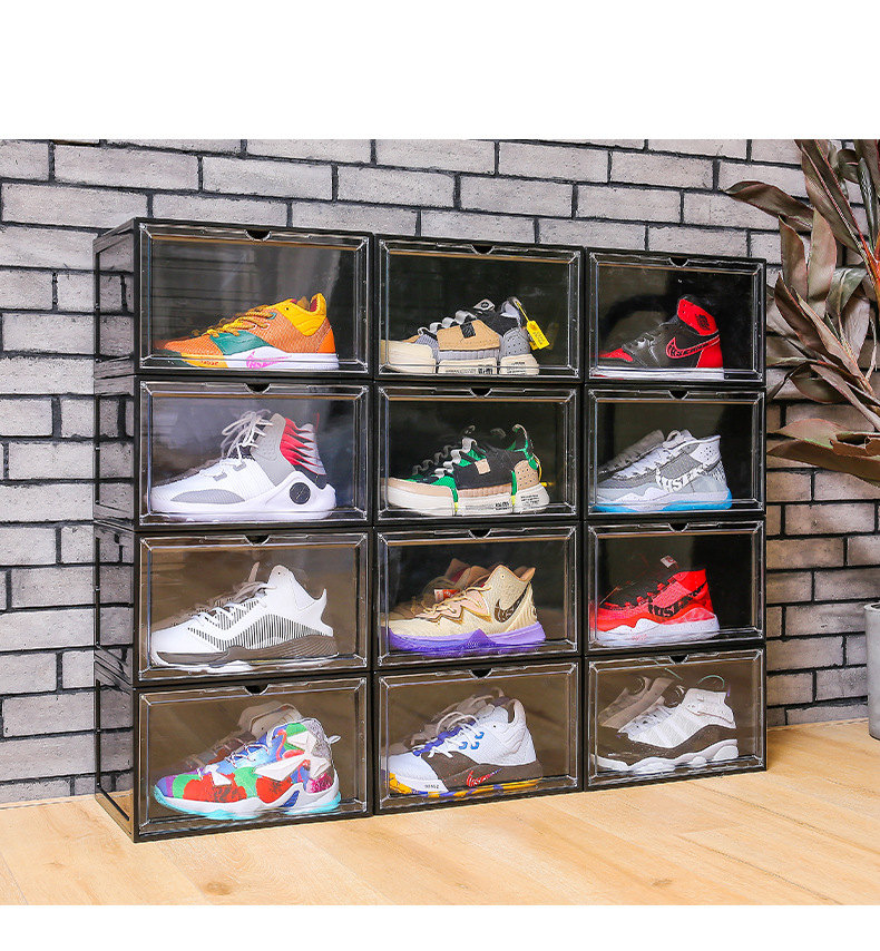 Transparent shoe box, dust-proof shoe cabinet, side-opening magnetic basketball flap storage, shoe rack, large acrylic wholesale storage box pic 25