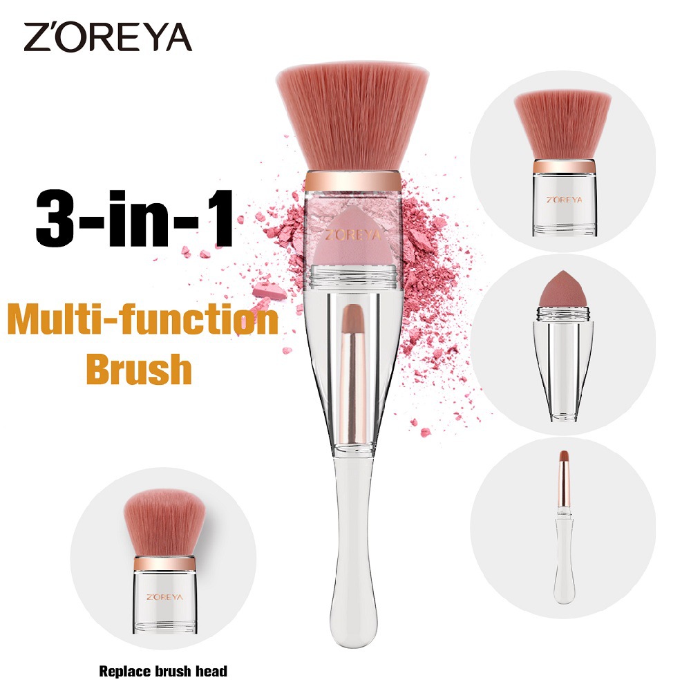ZOREYA卓尔雅轮廓刷尖头粉扑唇刷双头替换三合一化妆刷粉底液眼影定妆便携化妆刷详情7