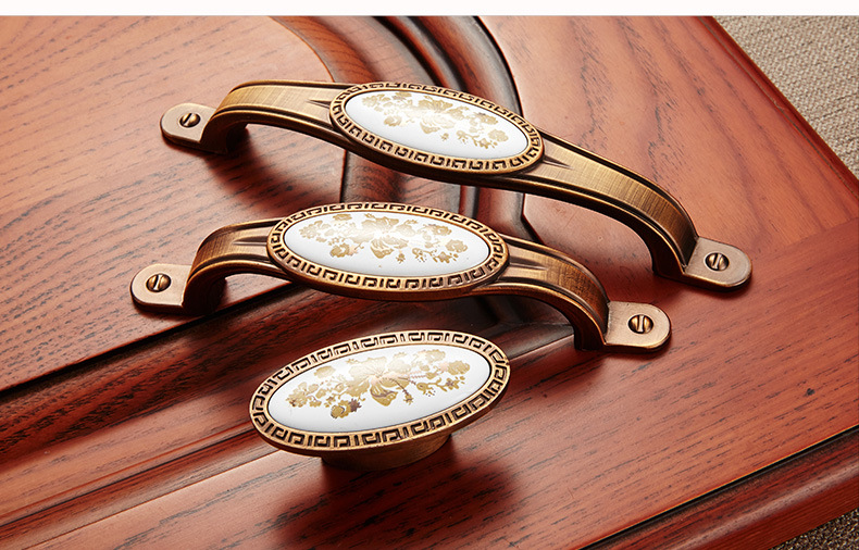 欧卡丽抽屉门窗橱柜锌合金复古拉手咖啡猫眼拉手黑棕玉石拉手详情38