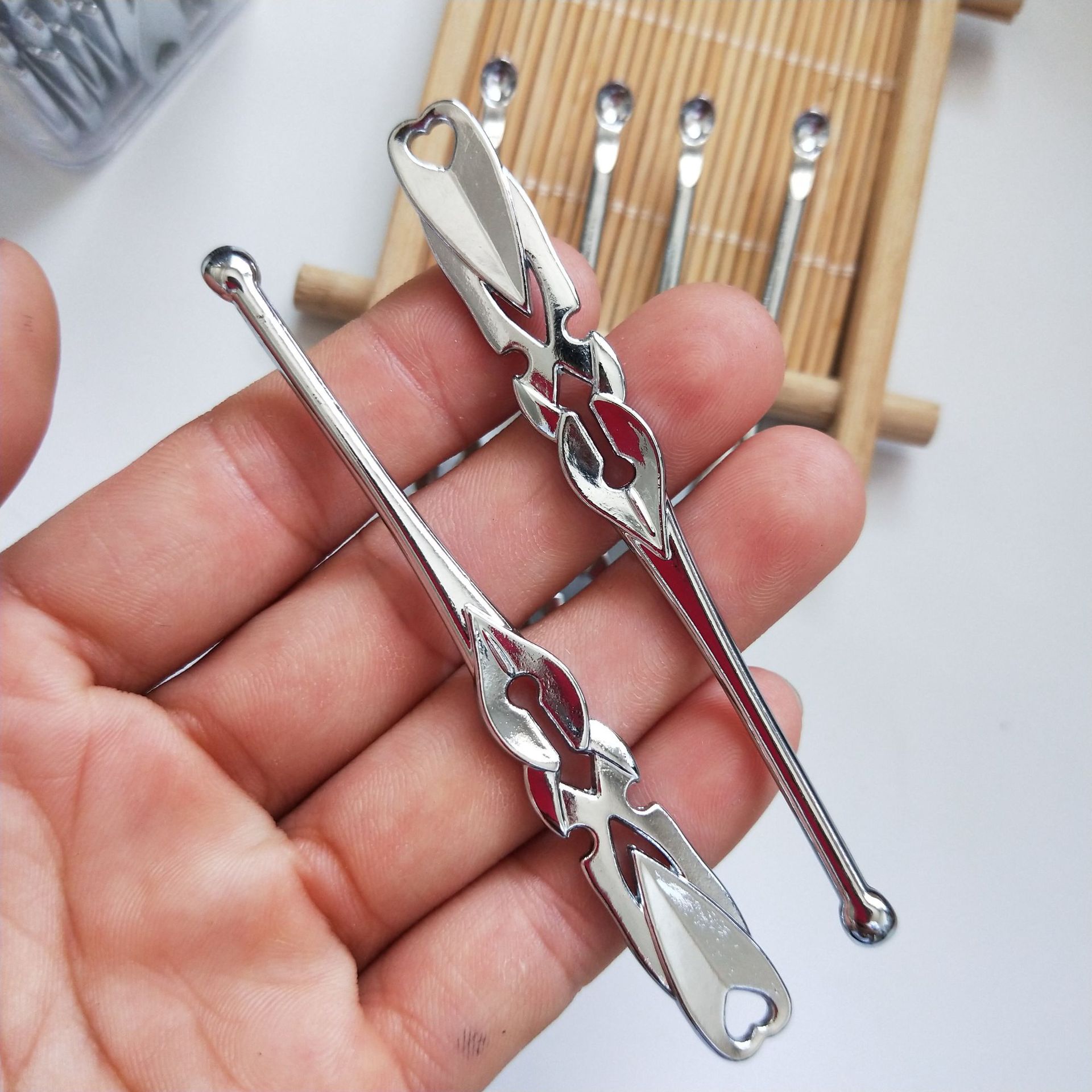 【 Zone 1-4 】E3 alloy extended ear scoops 100/ box 9600/ box 1 yuan 2 yuan store ear scoops Metal silver ear scoops Empty ear scoops box size ear scoops Large ear scoops pic 5