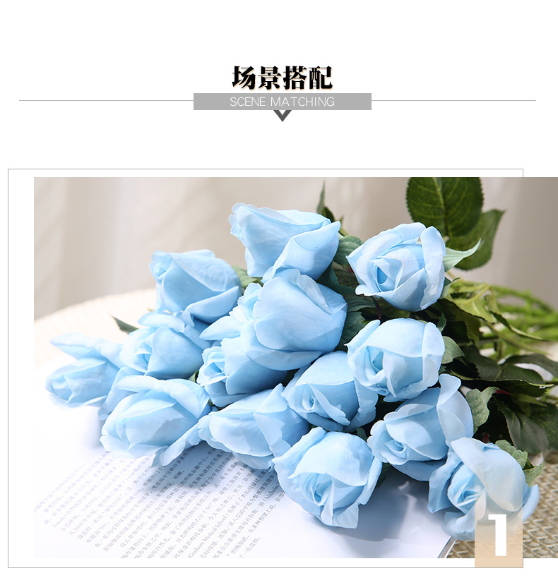 玫瑰手感保湿花苞仿真花家居装饰婚庆手捧花假花跨境批发高仿真详情21