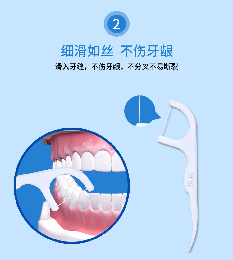 牙线棒弓形高拉力圆线牙签剔牙器50支盒装详情10