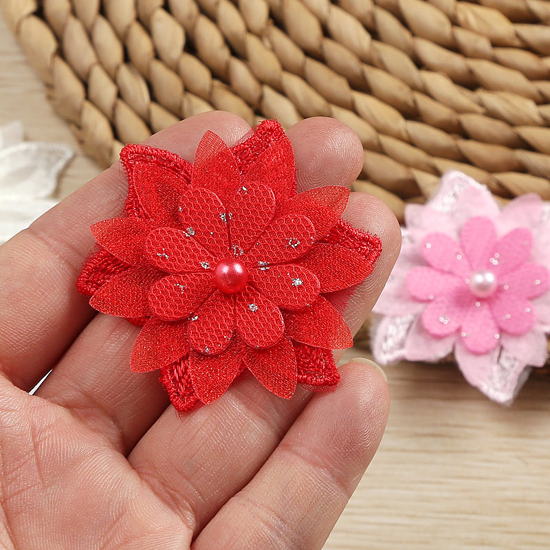 New multi-color three-layer three-dimensional beaded organza flower three-layer organza lace accessory clothing accessories pic 14