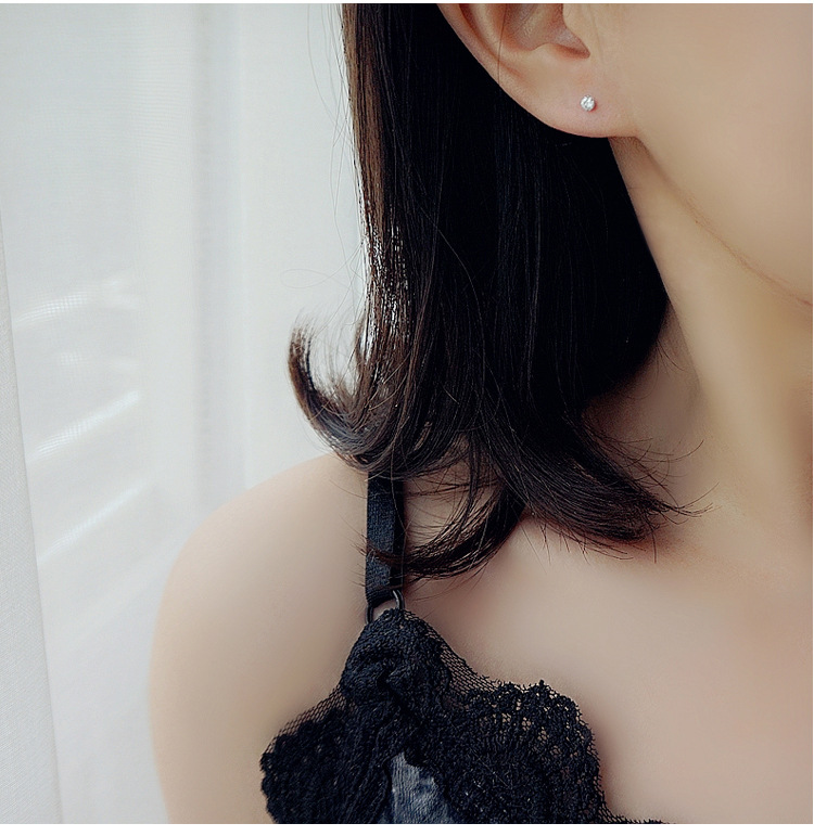 四爪钻耳钉韩国925纯银迷你镶钻耳饰女简约气质百搭日系银饰品E10详情9