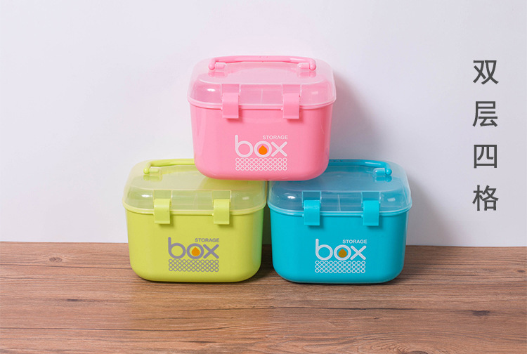 手提小号收纳箱化妆品首饰唇膏口红杂物分格整理收纳盒详情3