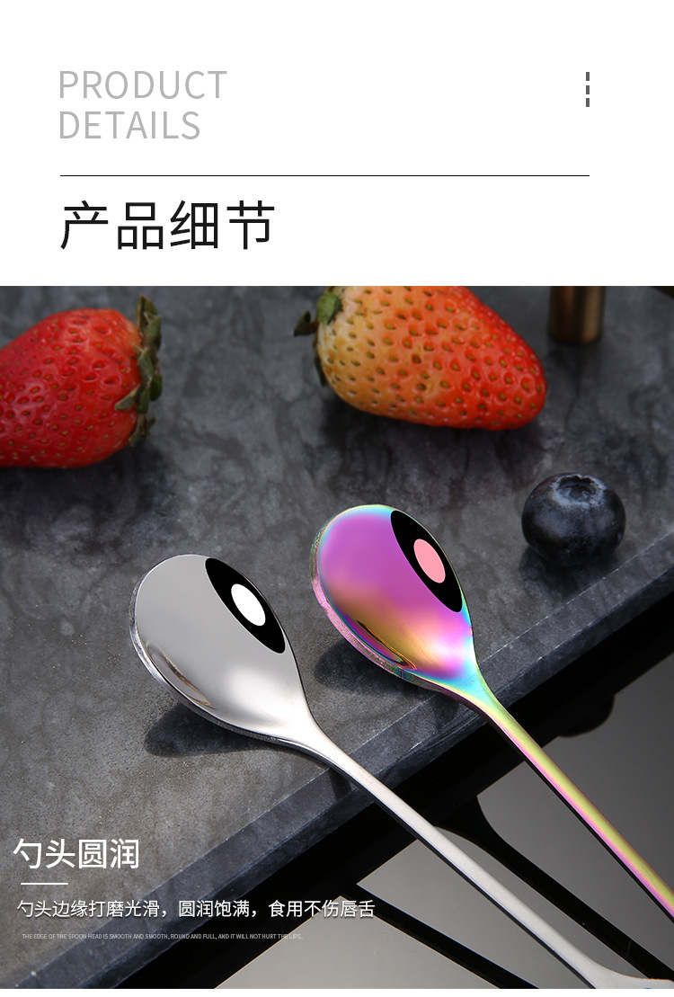 不锈钢餐具刀叉勺创意树叶儿童切水果月饼刀叉蜂蜜搅拌甜品咖啡勺详情4