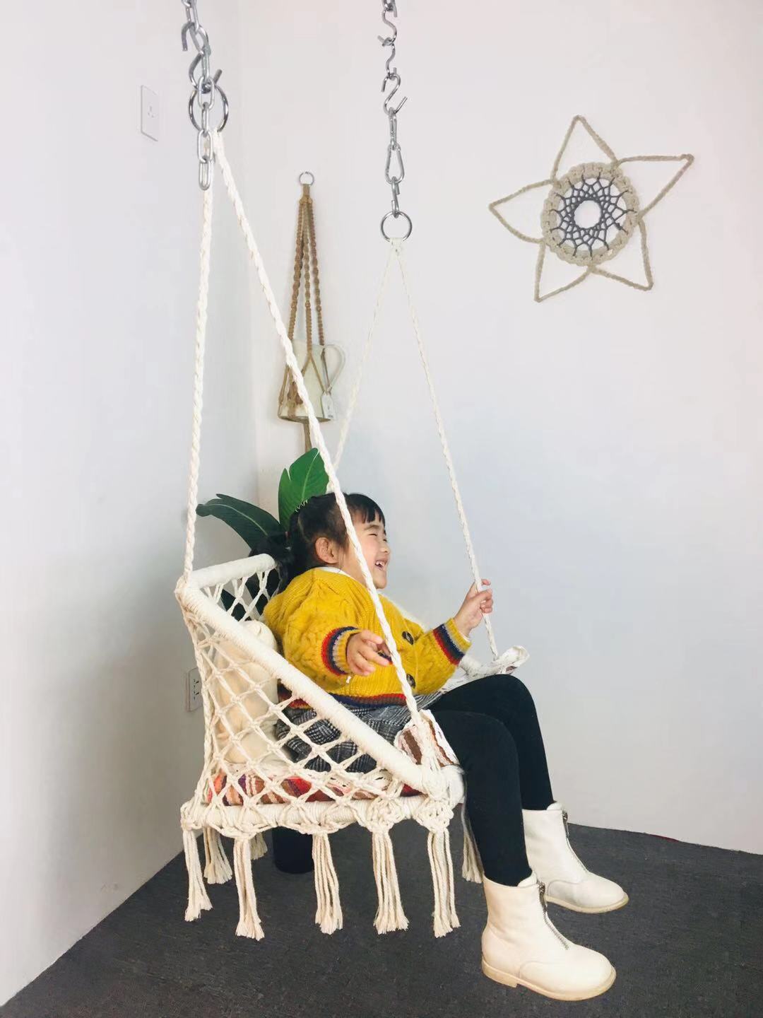 ins北欧吊篮编织秋千椅摄影道具吊椅民宿文艺范宿舍吊椅户外吊椅详情3