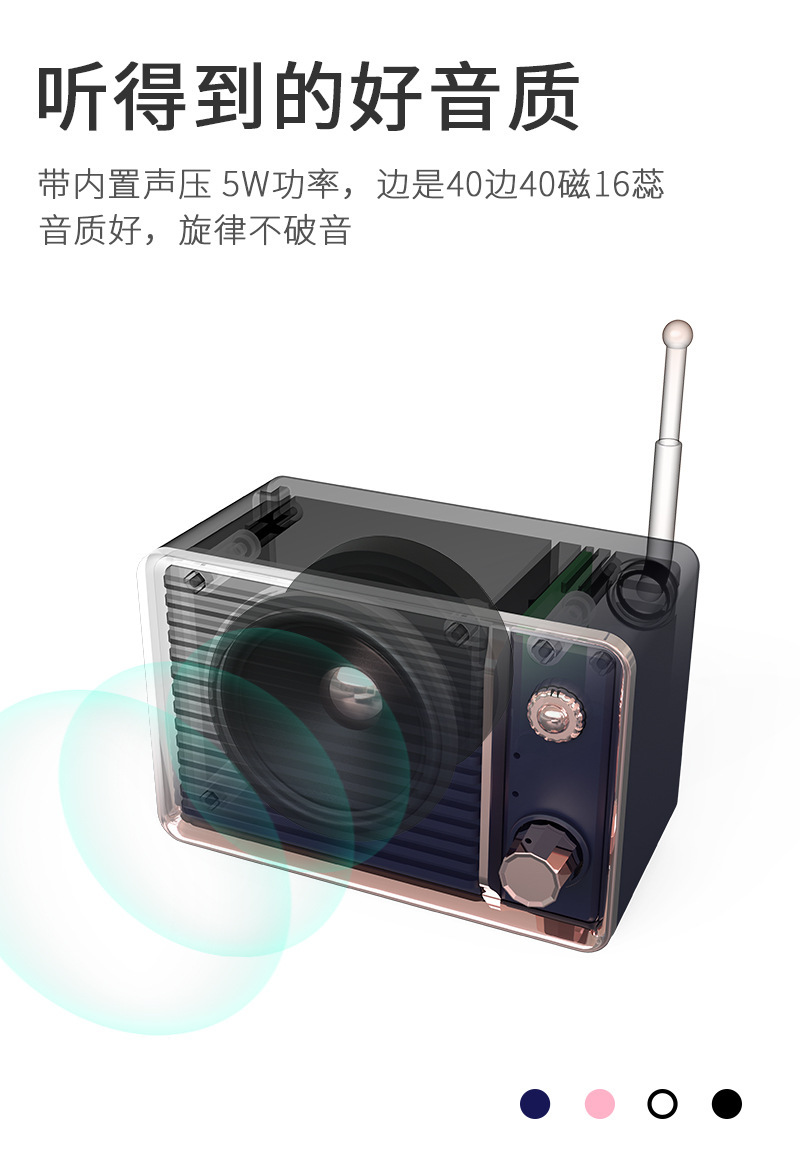 Exquisite retro small TV sets, wireless Bluetooth speakers, mini audio equipment, portable gifts and small furniture ornaments pic 5