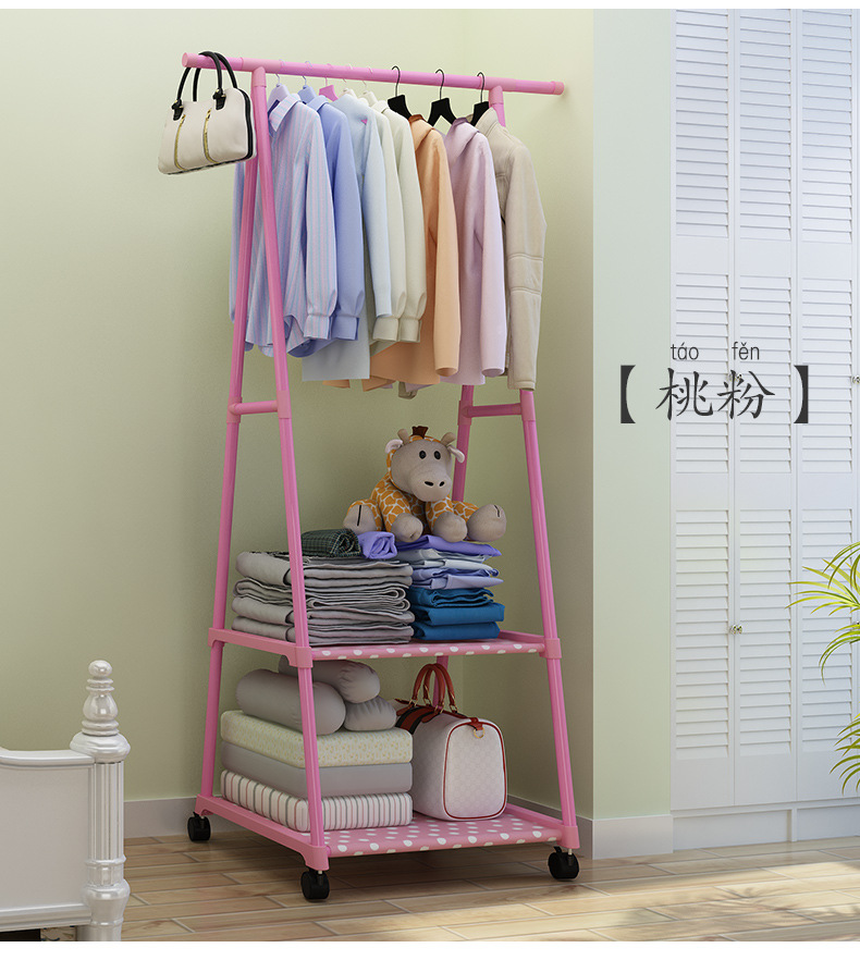 三角折叠式卧室落地挂衣架子 简易晾衣架 床边放衣服睡觉专用 衣帽架一体设计 空间利用率高详情14