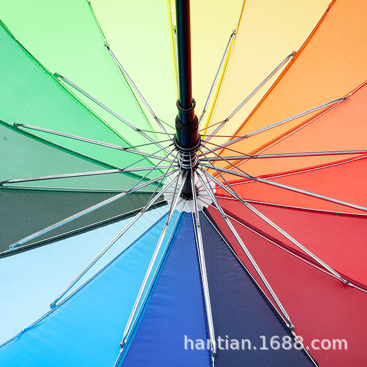 Factory wholesale straight 16-bone rainbow umbrellas, long-handled automatic umbrellas, creative gifts, advertising umbrellas, logo printing pic 26