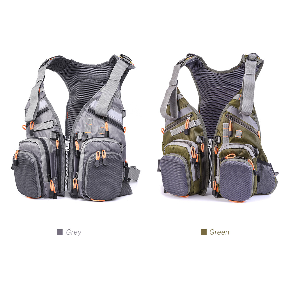 Fishing vest + life jacket + backpack, multi-functional life jacket, fly fishing backpack with multiple pockets pic 7