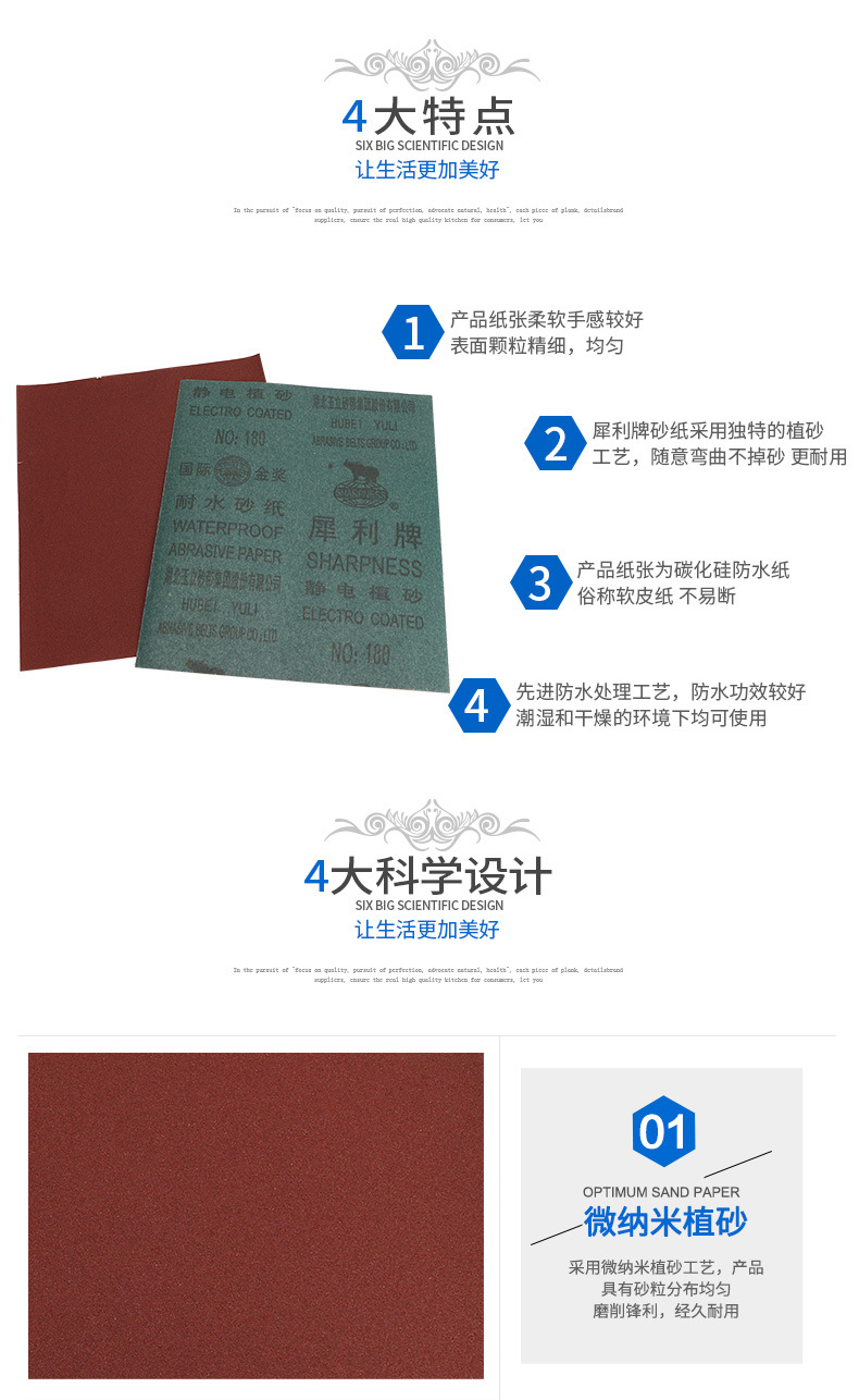 批发正品犀利牌砂布铁砂纸棕刚玉打磨抛光砂纸湖北玉立耐水砂纸片详情4