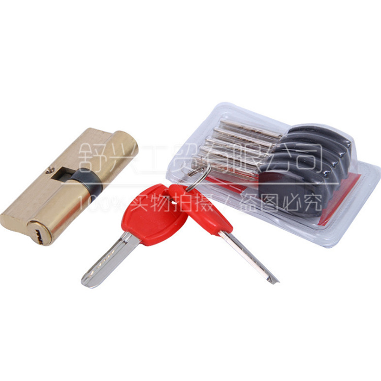舒兴纯铜锁芯防撬防暴力防锡纸锁具配件防盗门全铜锁芯7把钥匙详情6