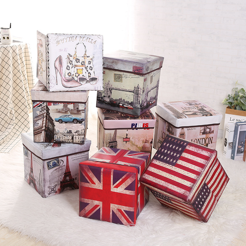 Cross-border best-selling European and American storage stools, folding and organizing storage boxes, sitting storage stools, large-capacity organizing boxes wholesale pic 21
