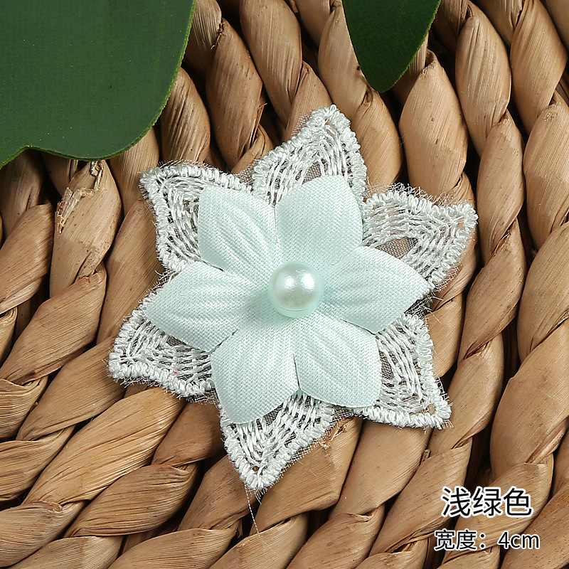 Six-color double-layer beaded lace flower DIY clothing accessories, wedding dress lace polyester headwear, organza flower pic 8