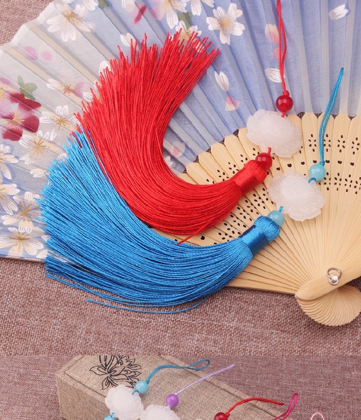 Fan tassels, white jade lotus tassels, three lives and three worlds, ten miles of peach blossoms, fan pendant, white jade lotus tassels pic 24