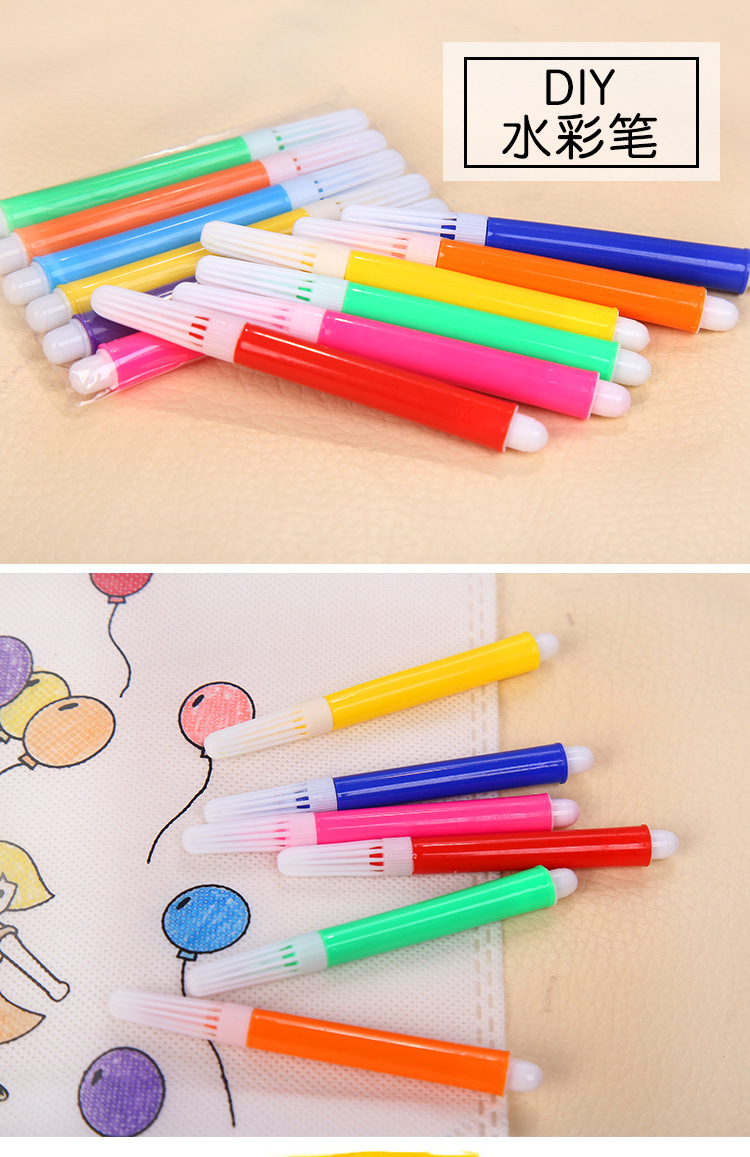 丙烯颜料厂家促销6色连体搪胶涂色绘画颜料环保儿童diy面具彩绘笔详情1