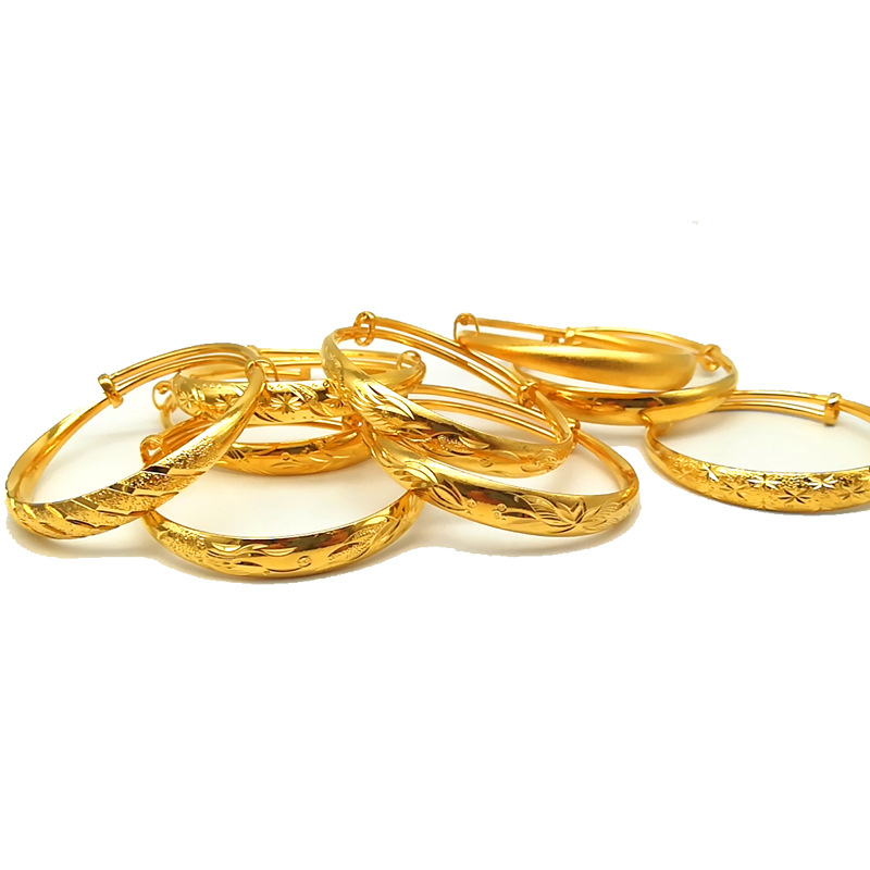 厂家直销民族风美女式亚马孙沙金镯子镀金手饰铜手镯批发详情7