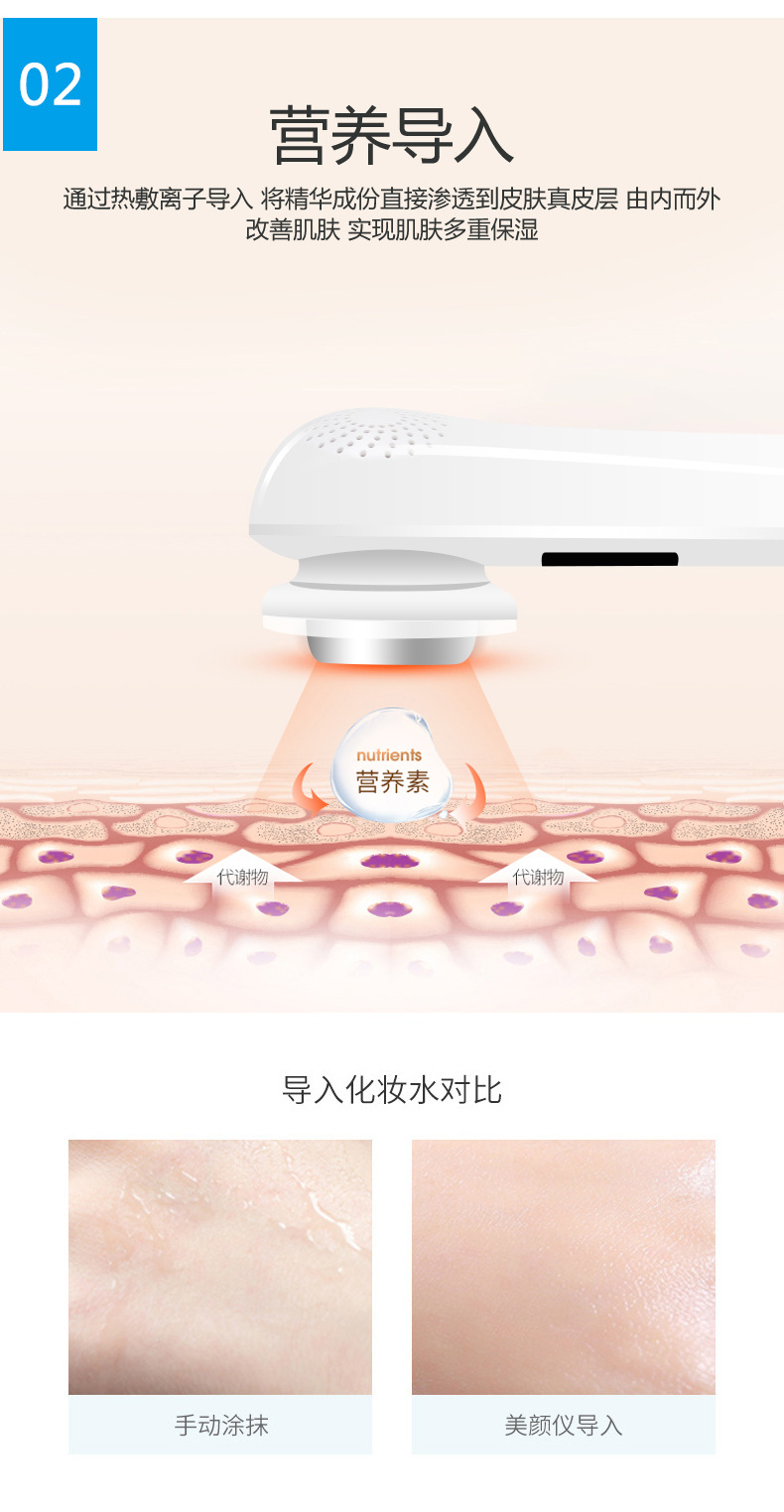 电子美容仪 光子嫩肤仪导出洁面仪 温热导入洁肤仪 洗脸面部清洁光子嫩肤美容仪 深层清洁提亮肤色详情4