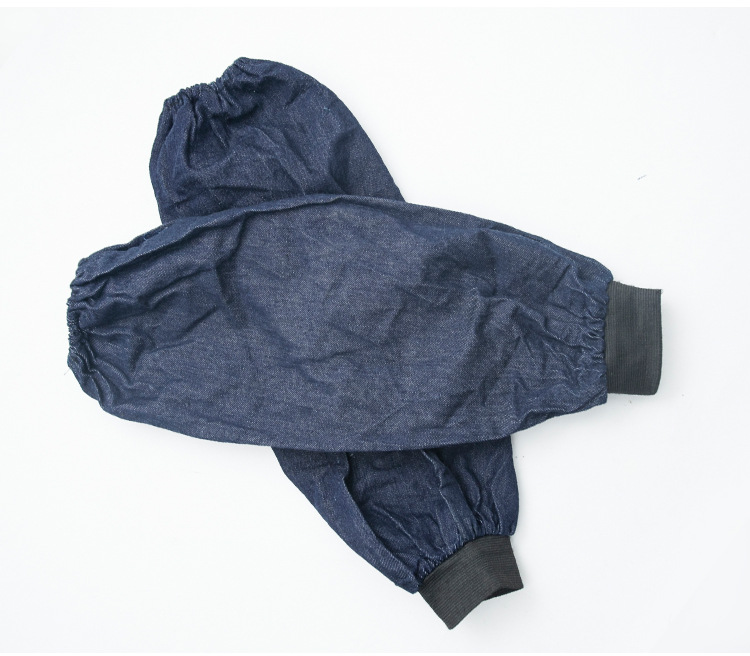 Wear-resistant welded sleeves for both men and women, thickened anti-stain labor protection work sleeves, wholesale printed household aprons, dirt-resistant denim sleeves pic 7