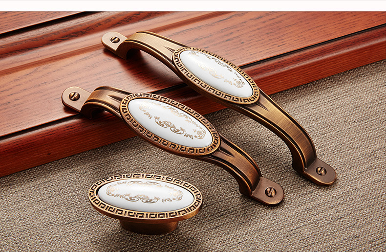 欧卡丽抽屉门窗橱柜锌合金复古拉手咖啡猫眼拉手黑棕玉石拉手详情35