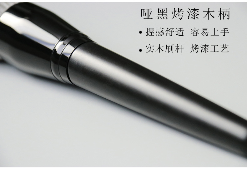 Black single makeup brush, soft and fluffy bristles, shiny black handle, beauty tool wholesale pic 4
