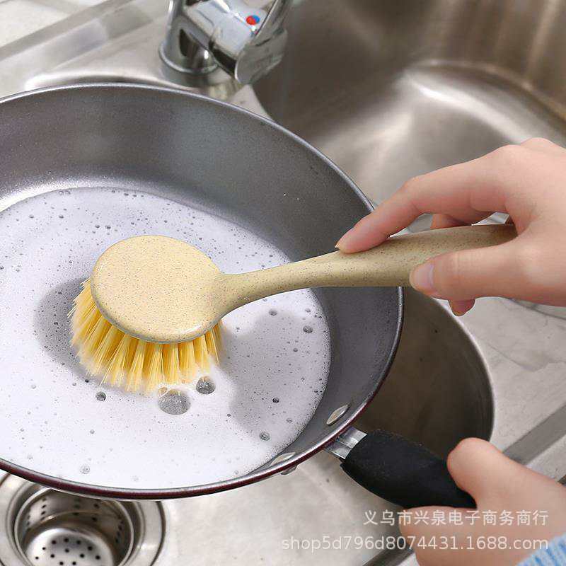 【 Zone 2-10 】 Yellow-handled pot brush 500 per box, hanging pot brush, wheat orange stem pot brush, multi-purpose cleaning brush, pot and bowl brush, kitchen countertop cleaning brush pic 6