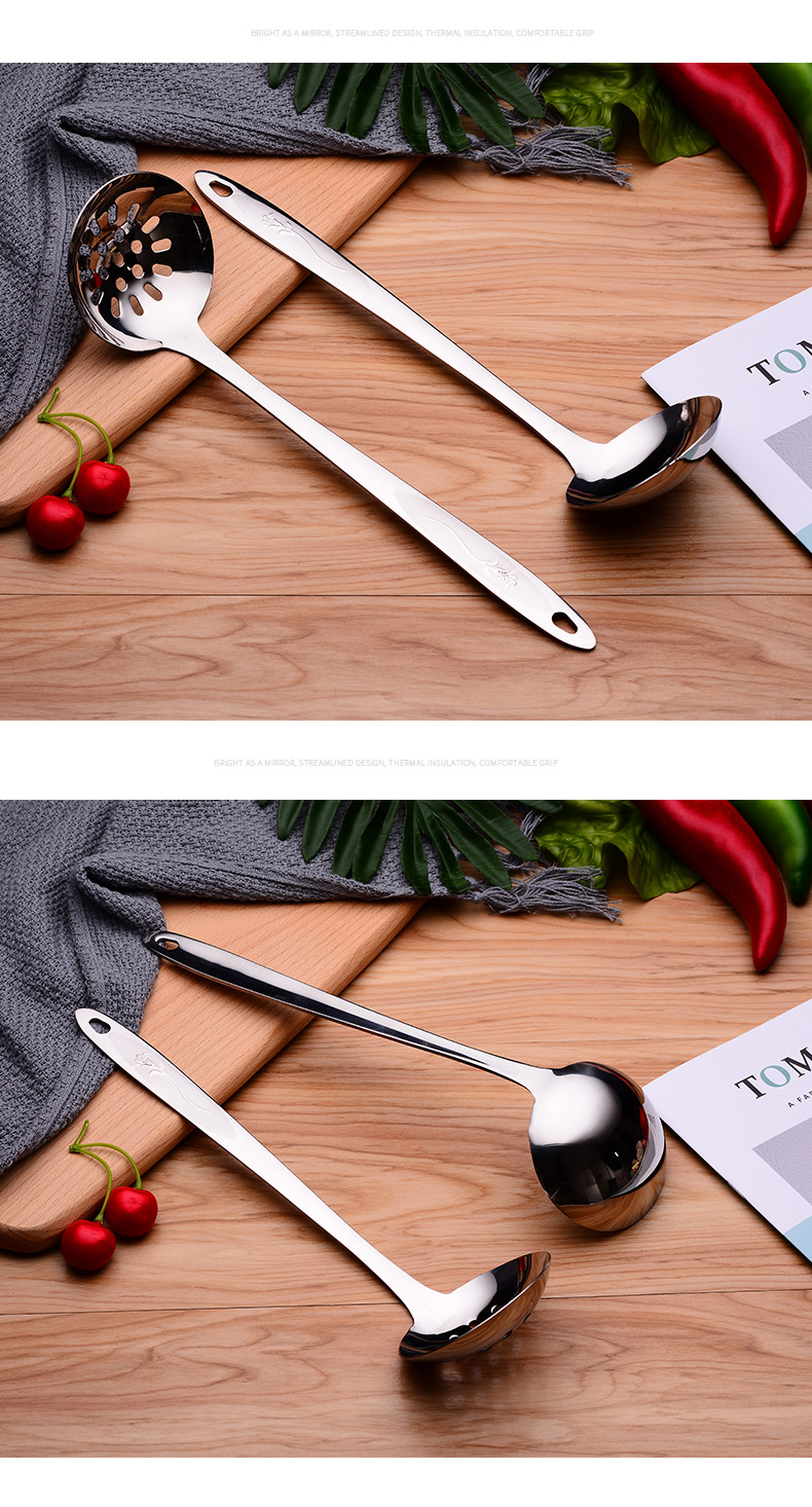 New stainless steel soup spoons in stock from the manufacturer, hotel and restaurant supplies, hot pot spoons, strainers, thickened handles, non-magnetic soup shells pic 15