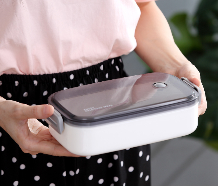 不锈钢单层密封饭盒便当盒分格 上班族学生日式分隔型女餐盒套装详情13