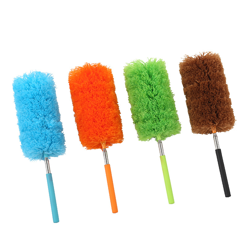 Cross-border 5-section telescopic rod fiber wool duster, household dust removal and dusting duster, non-feather duster, non-shedding, wholesale pic 11