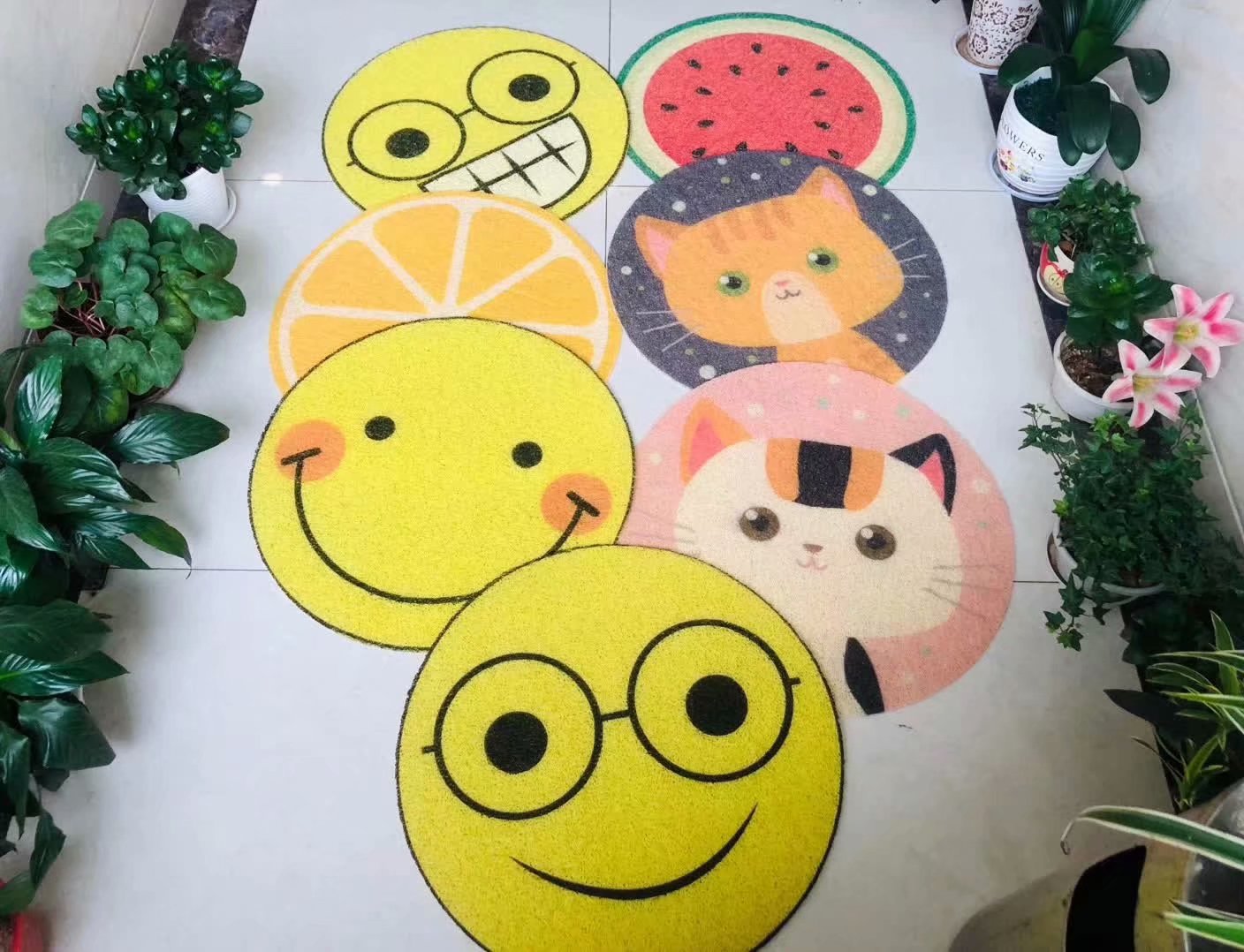 拉丝印喷花图案脚垫宠物笑脸熊猫卡通表情造型幼儿园游戏地垫详情2