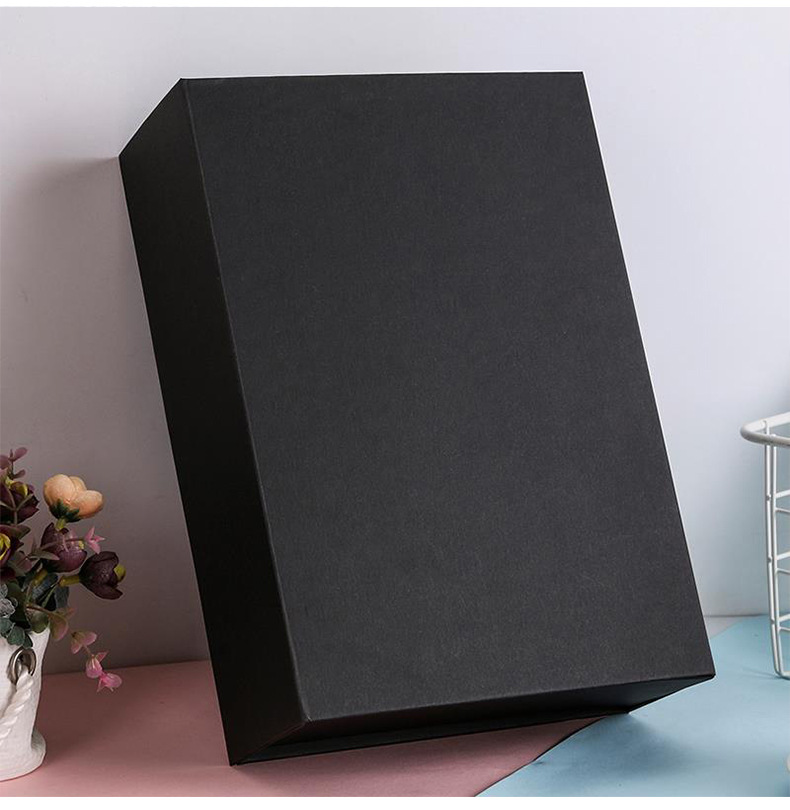 Wholesale of black folding one-piece flip cover packaging box, magnetic hard paper packaging box with top and bottom covers, gift box pic 8