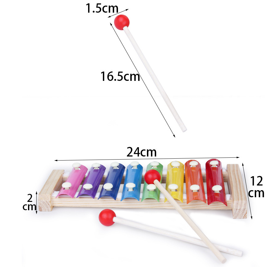 Wooden eight-tone hand-struck pianos for infants, toddlers, children, early education, baby intelligence instruments, small wooden pianos, street stall toys wholesale pic 7