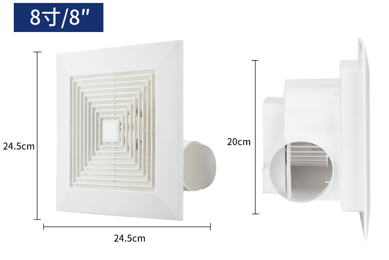 天花管道扇排气扇8.10.12寸带止回阀卫生间换气扇低噪音排风扇详情7