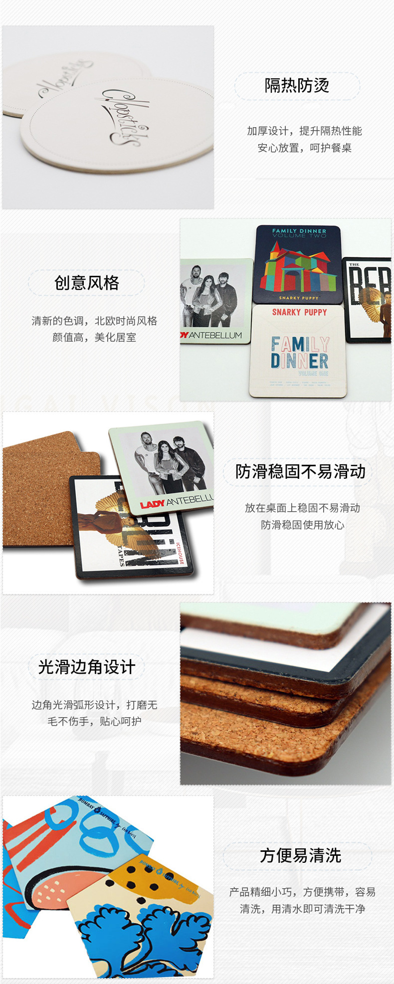 Wholesale of 10 pieces of paper coasters from the source factory: Heat-resistant and heat-insulating placemats, modern and simple paper wooden anti-slip teacup MATS pic 30