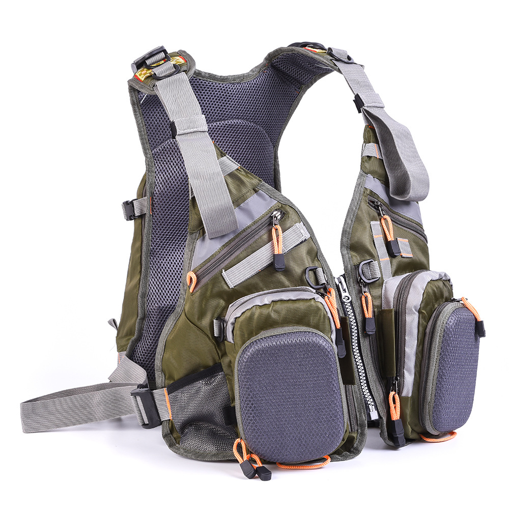 Fishing vest + life jacket + backpack, multi-functional life jacket, fly fishing backpack with multiple pockets pic 16