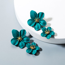 ins Korean fresh and delicate flower earrings, Bohemian-style multi-color double-layered long earrings, European and American earrings pic 11