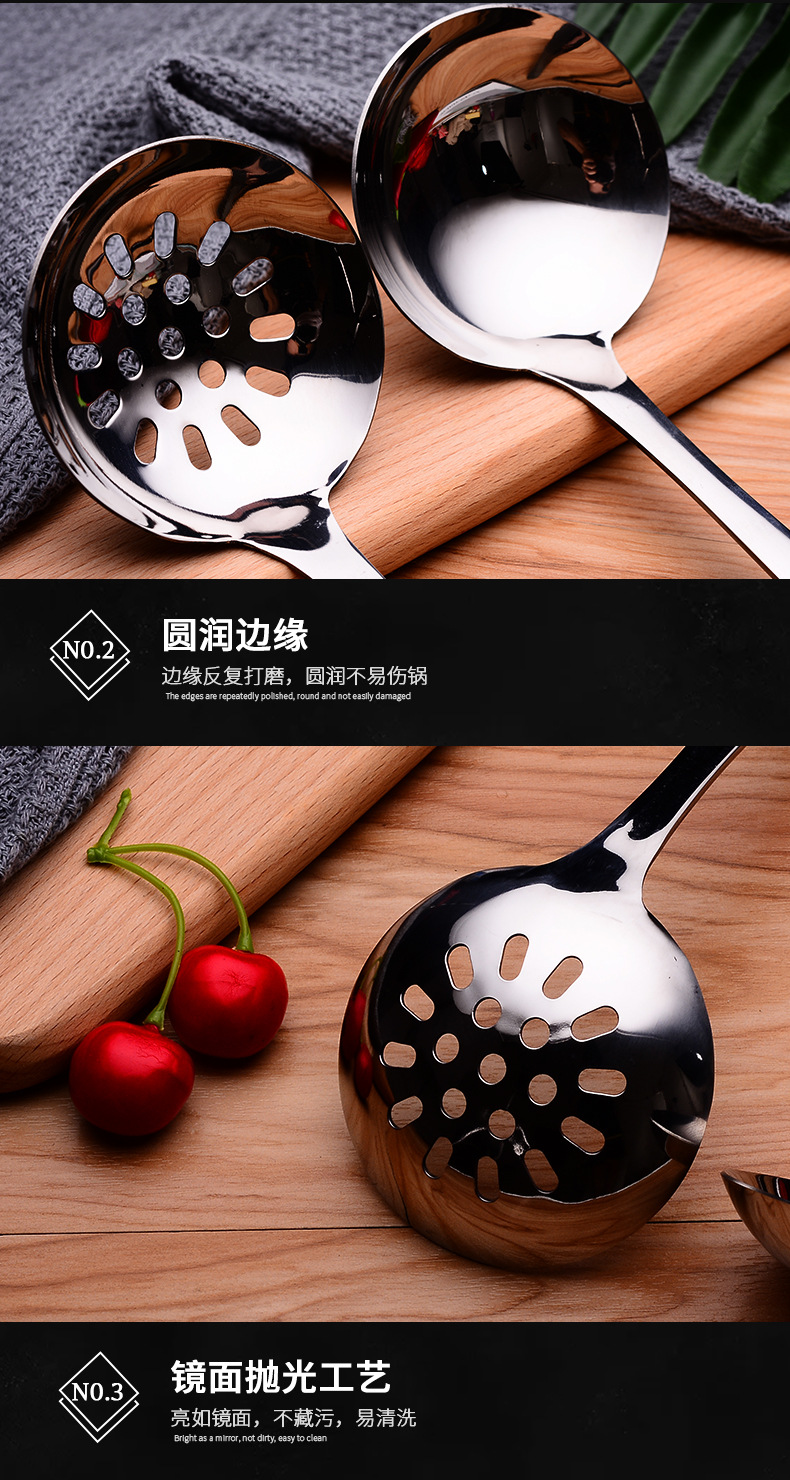 New stainless steel soup spoons in stock from the manufacturer, hotel and restaurant supplies, hot pot spoons, strainers, thickened handles, non-magnetic soup shells pic 11