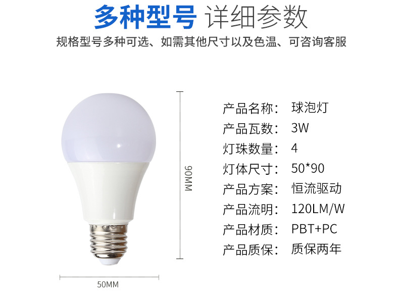 led灯泡家用商用超亮e14E27螺口节能灯泡电灯吊灯护眼无频闪球泡详情8