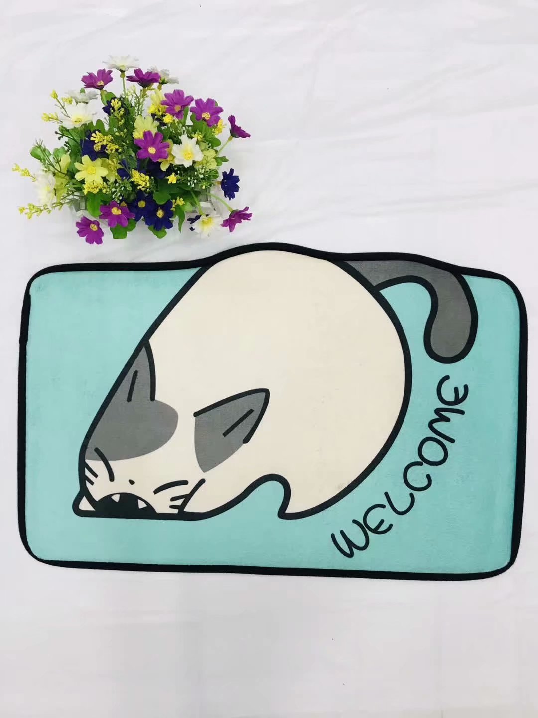 新款  法兰绒印花图案宠物猫砂儿童可爱卡通造型游戏脚垫地垫详情8