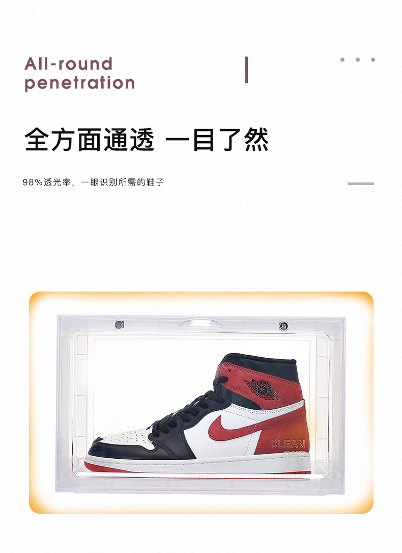 Acrylic basketball shoe box, transparent side-opening high-top large-sized storage box, storage rack, shoe rack, transparent storage box pic 18