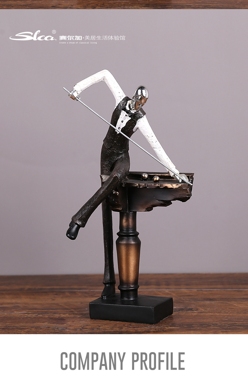 Cross-border delivery of American pool hall character ornaments, club wine cabinets, study rooms, home soft furnishings, resin handicrafts pic 14