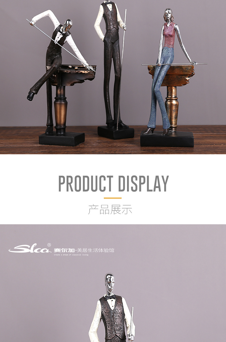 Cross-border delivery of American pool hall character ornaments, club wine cabinets, study rooms, home soft furnishings, resin handicrafts pic 4