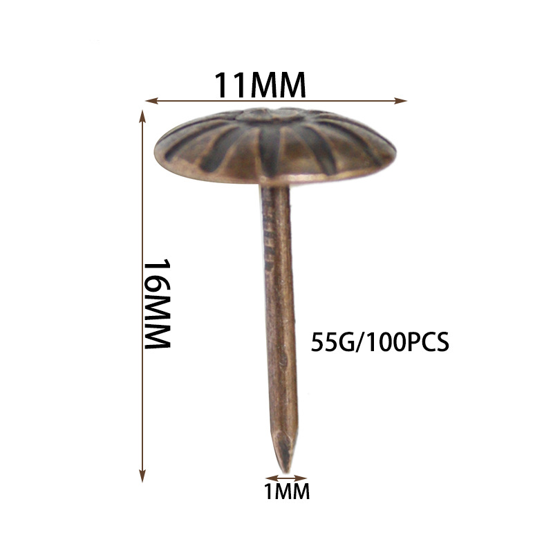 11*16MM thickened chrysanthemum bubble nail sofa box cabinet antique bronze iron nail chrysanthemum bubble nail hardware round head soft pic 1