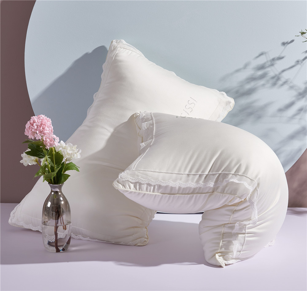 Hotel Silk Smooth 60-piece Silk pillow Tencel Cotton Sisi Princess Milk Pillow Fiber Pillow Comfortable Lace Edge pillow core pic 12