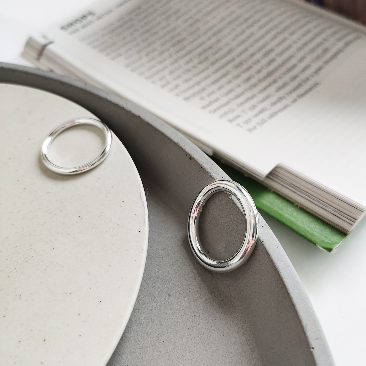 Heavy metal line ring, Korean version S925 pure silver simple style smooth surface simple line fine ring ring pic 23
