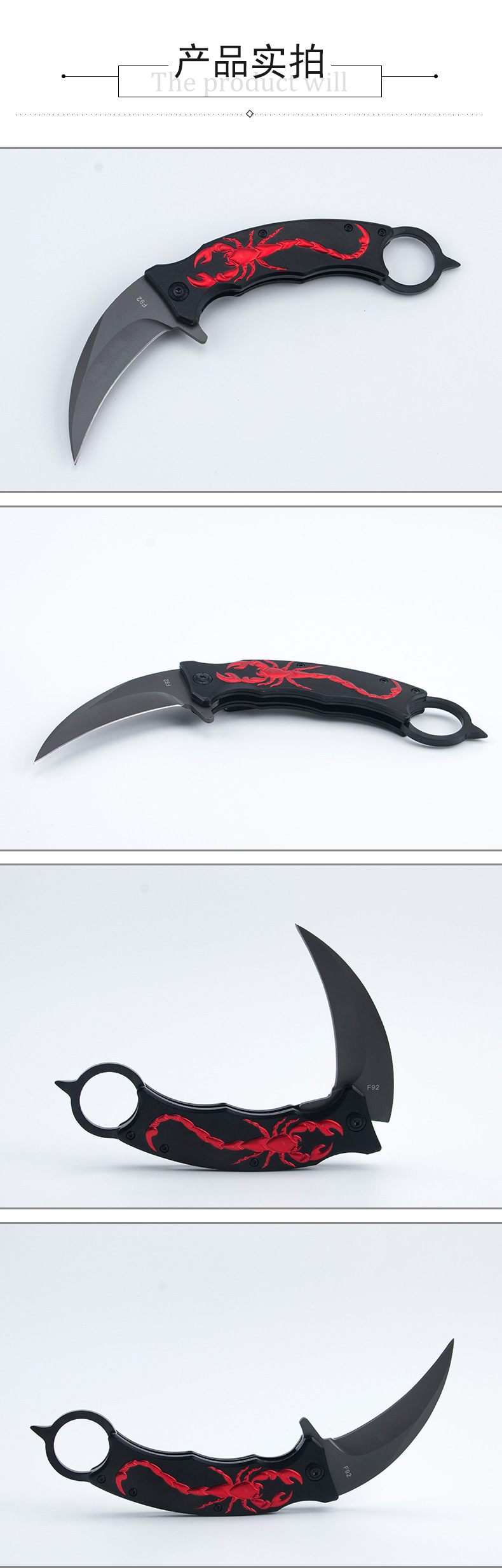 Folding knife, portable outdoor knife, camping survival high-hardness claw knife, multi-functional wilderness survival outdoor knife pic 3