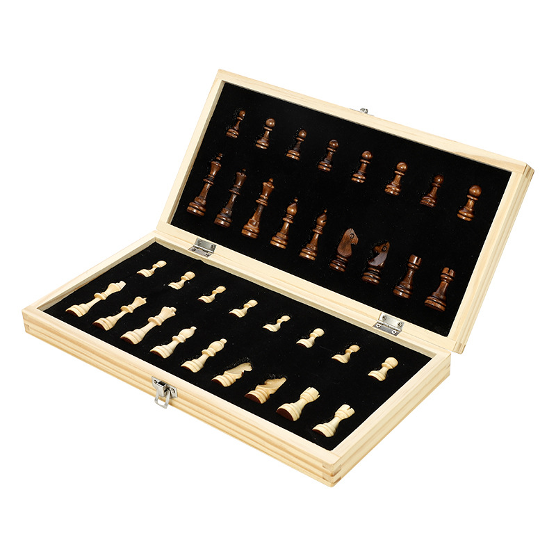 Strong magnetic wood portable foldable tabletop game chess and card competition and intelligence toys factory direct sales chess equipment pic 3