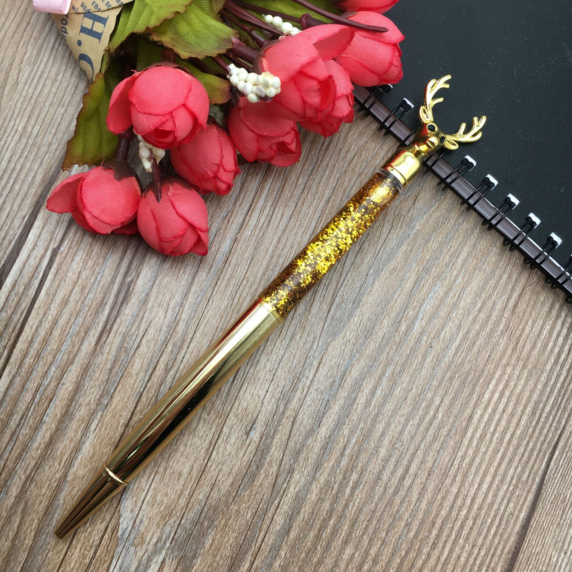 New five-pointed star ink pen, metal ballpoint pen, student pen, diy gold powder ballpoint pen pic 17